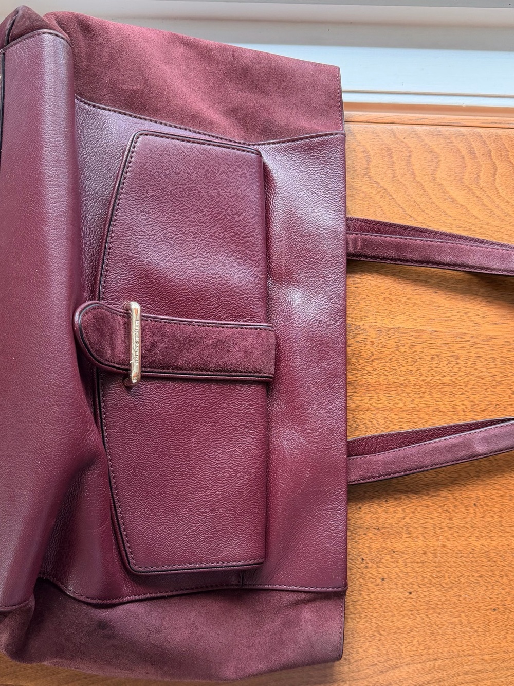 Kate Spade Roselyn Hunts Place Wine Suede Leather Tote Bag - Picture 10 of 11